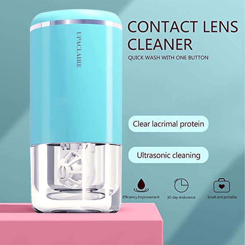 UpaClaire Ultrasonic Contact Lens Cleaner Intelligent Cleaning Machine for Soft and Rigid (RGP) Contact Lenses Blue - Image 4